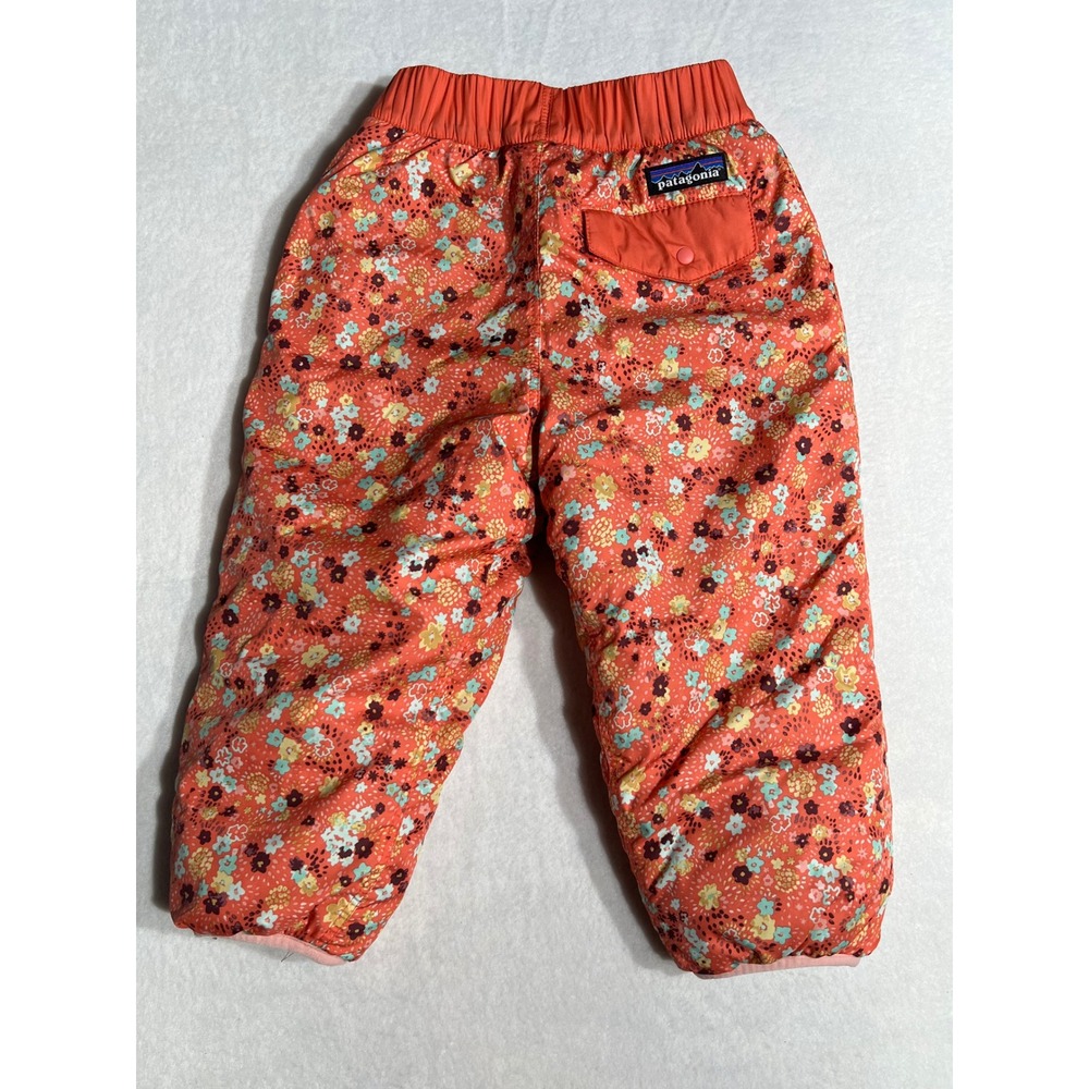 Patagonia Toddler 2T Reversible Sherpa Fleece Pants Orange Floral Print